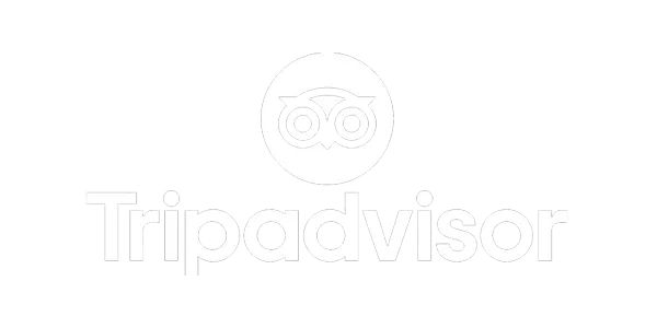 Tripadvisor logo featuring a stylized owl inside a circle above the brand name “Tripadvisor” in bold, white text on a black background.